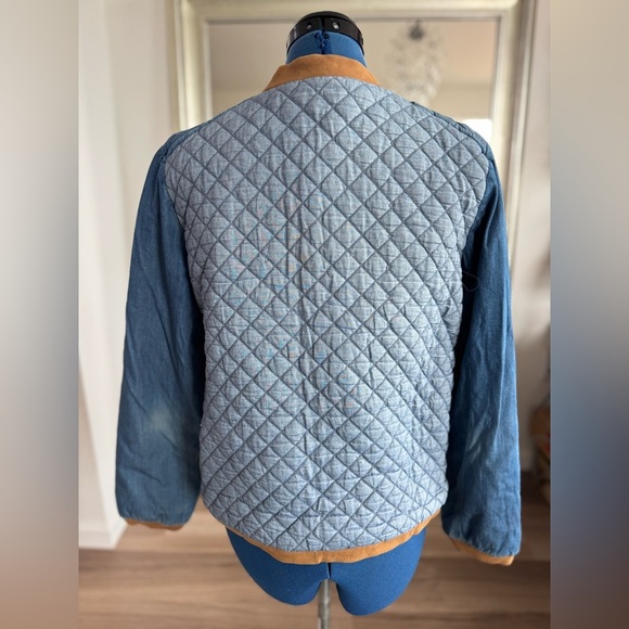 ANTHROPOLOGIE VALENTINE GAUTHIER Blue Denim Quilted Chambray Jacket Size S - Picture 12 of 15